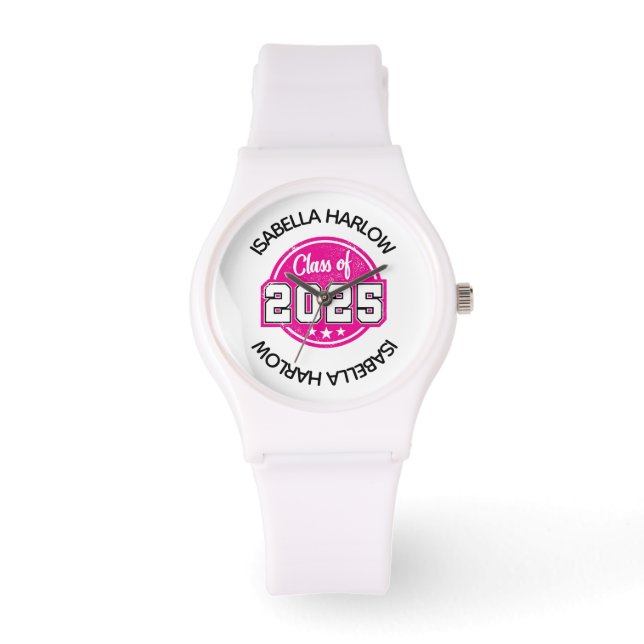 Klass 2025 Rosa Student Namn Armbandsur (Framsida)