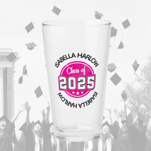 Klass 2025 Rosa Student Namn Glaskopp (Skapare uppladdad)