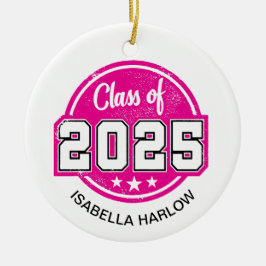 Klass 2025 Rosa Student Namn Julgransprydnad Keramik