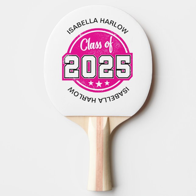 Klass 2025 Rosa Student Namn Pingisracket (Framsidan)