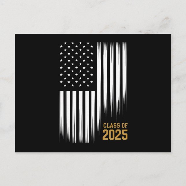 Klass 2025 Senior Amerikansk Flagg Examen  Vykort (Framsida)