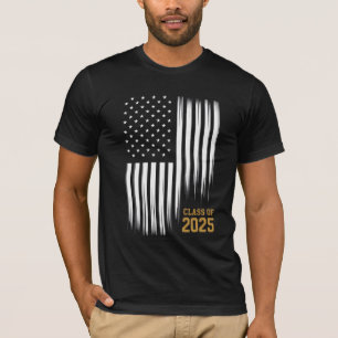 Klass 2025 Senior Amerikansk Flagga Examen T Shirt