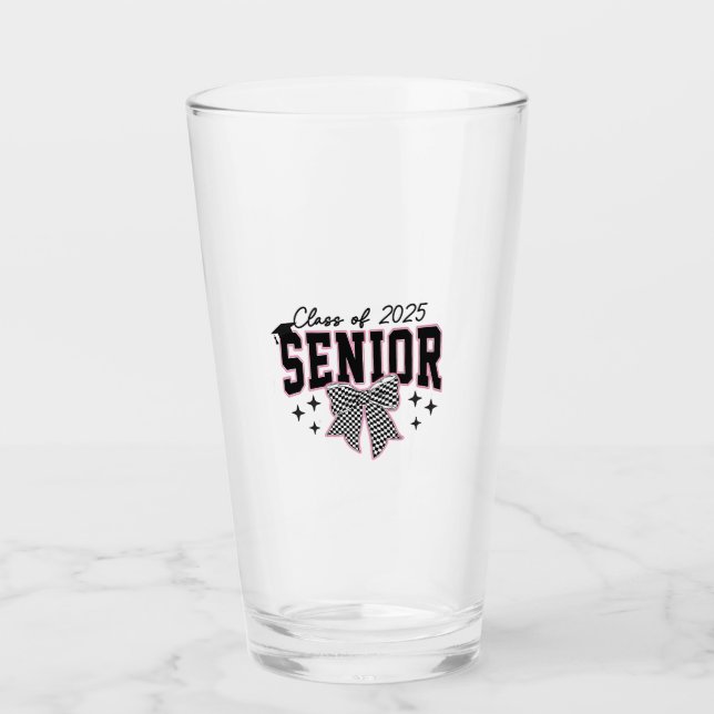 Klass 2025: Senior Bow Coquette Studenten Glaskopp (Framsida)