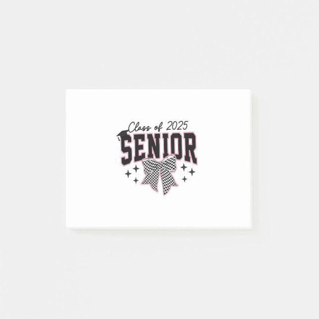 Klass 2025: Senior Bow Coquette Studenten Post-it Block (Framsida)