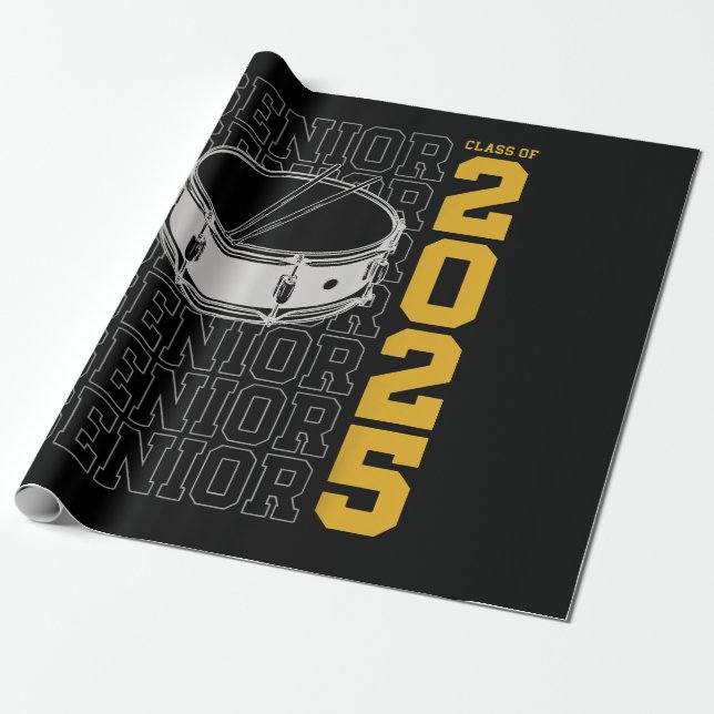Klass 2025: Senior Drums for Drummer or Percussi Presentpapper (Utrullad)