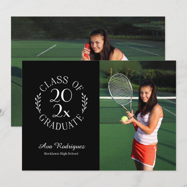 Klass 2025 Student 2 Photo Black Studenten Meddelande (Fram/baksida)