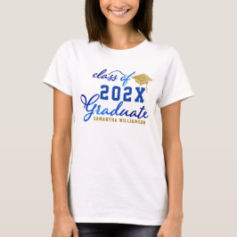 Klass 2025 Student Blue Guld White Studenten T Shirt