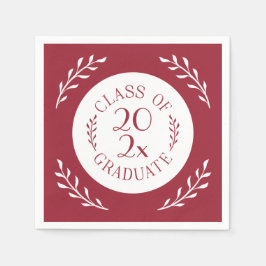 Klass 2025 Student Burgundy White Botanical Pappersservett
