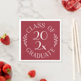 Klass 2025 Student Burgundy White Grad Party Pappersservett