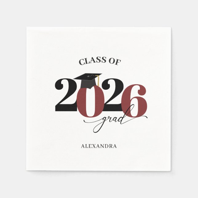 Klass 2025 Student Modern Tyopgraphy Maroon Pappersservett (Framsidan)