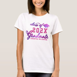 Klass 2025 Student Namn Rosa Studenten T Shirt