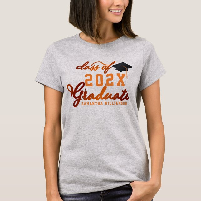 Klass 2025 Student Orange Studenten T Shirt (Framsida)