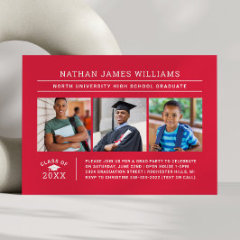 Klass 2025 Student Red 3 Photo Studenten Inbjudningar