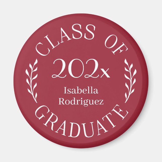 Klass 2025 Student Typography Burgundy Magnet (Framsidan)