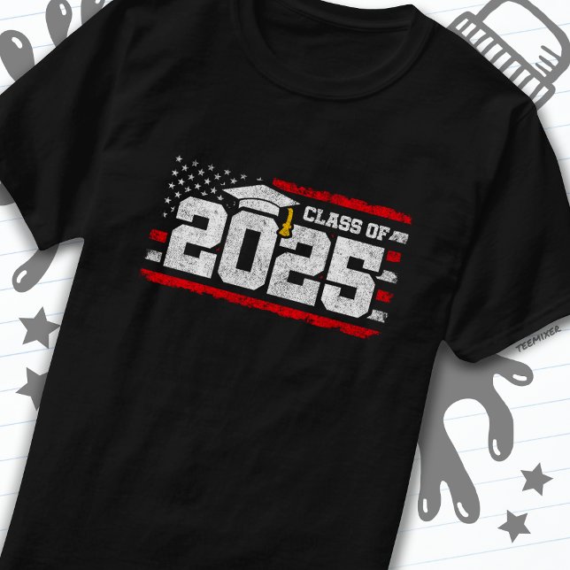 Klass 2025 Studenten American Flagga Senior 2025 T Shirt (Skapare uppladdad)