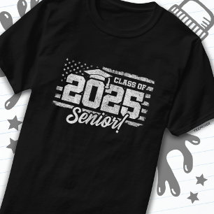 Klass 2025 Studenten American Flagga Senior 2025 T Shirt