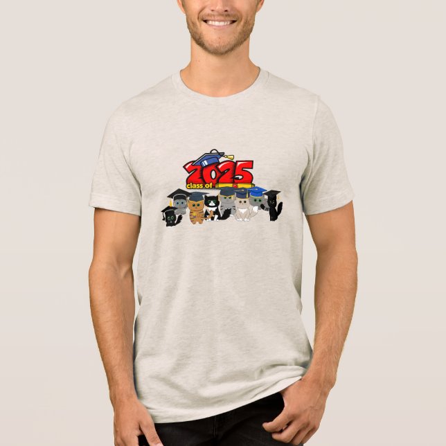 Klass 2025: Studenten Cat Design T Shirt (Framsida)