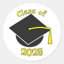 Klass 2025 Studenten Hat-Gulten Runt Klistermärke