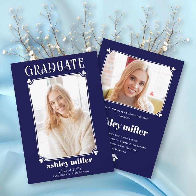 Klass 2025 studenten i marinblått STUDENT Inbjudningar (Skapare uppladdad)