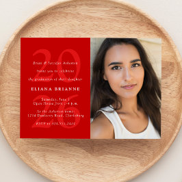 Klass 20266 röd klassisk fototex examensfest inbjudningar