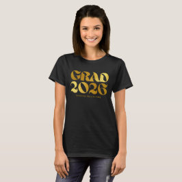 Klass 2026 2 Svart och Guld Typografi T Shirt