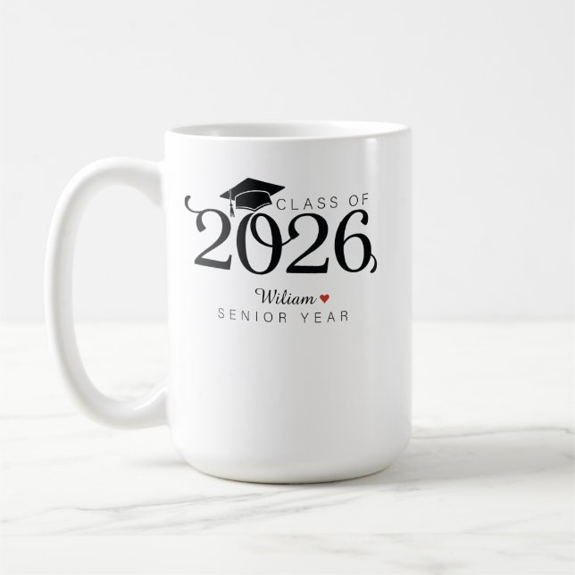 Klass 2026 Avgångsår Examen Anpassat Namn  Kaffemugg (Vänster)
