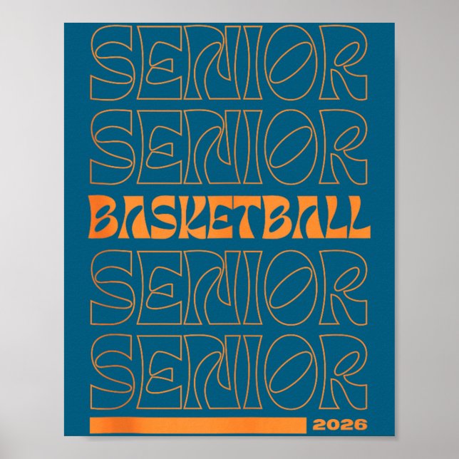 Klass 2026 Basketboll Senior Night Illustration Poster (Framsidan)