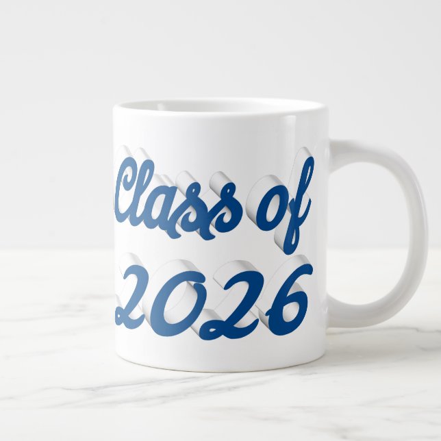 Klass 2026 blå script-examen jumbo mugg (Höger)