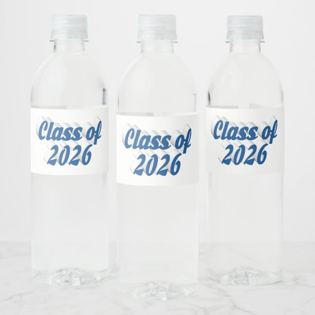 Klass 2026 blå text examen  vattenflaskor etikett (Flaskor)