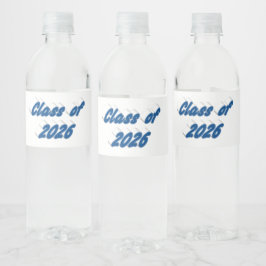 Klass 2026 blå tyoografi examen  vattenflaskor etikett