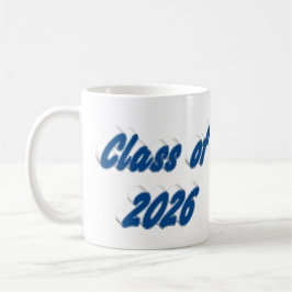 Klass 2026 blå typografi examen kaffemugg