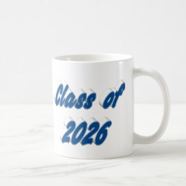 Klass 2026 blå typografi examen kaffemugg