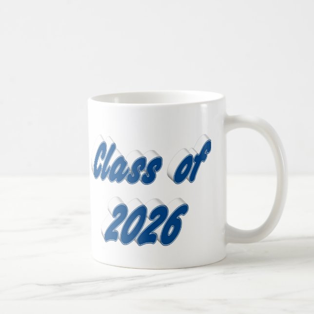 Klass 2026 blå typografi examen kaffemugg (Höger)