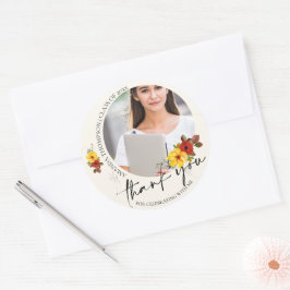 Klass 2026 Blommig Foto Examen Tack Runt Klistermärke