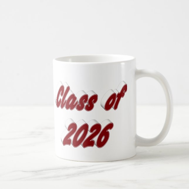 Klass 2026 burgunder typografi examen kaffemugg (Höger)