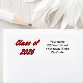Klass 2026 burgunder typografi examen returadress etikett