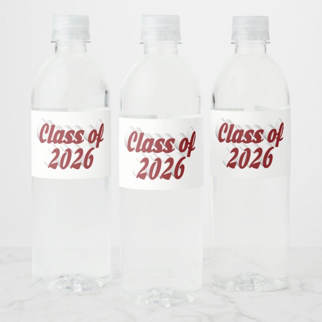 Klass 2026 burgundertext examenspresent  vattenflaskor etikett (Flaskor)