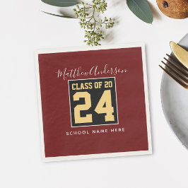 Klass 2026 Burgundy Svart och Guld Examen Pappersservett