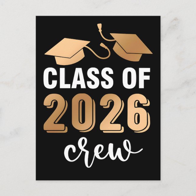 Klass 2026 Crew Examen Typografi Vektor Helg Vykort (Framsida)