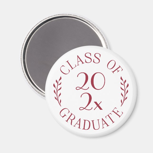 Klass 2026 examen Chic Burgundy typografi Magnet (Front/Back)