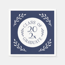 Klass 2026 examen chic navy vit botanisk pappersservett