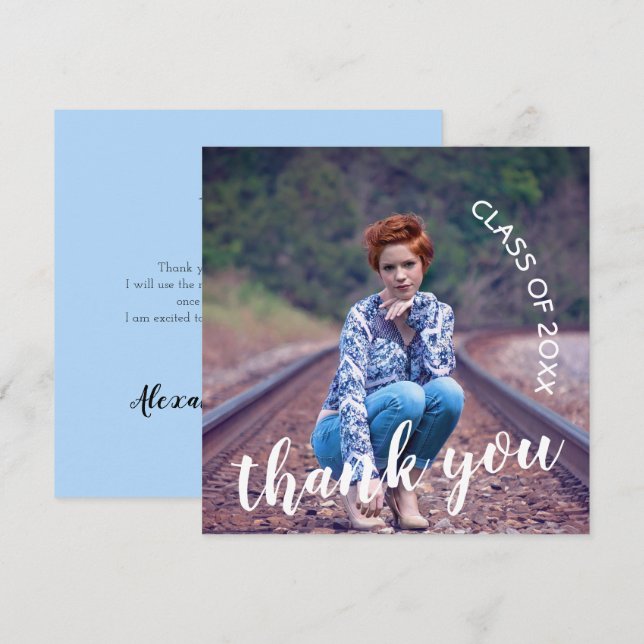 Klass 2026 Foto Examen Tacksamhet Tack Kort (Fram/baksida)