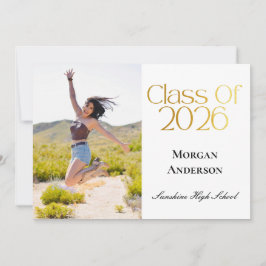 Klass 2026 Foto Svart och Guld Annonsering Inbjudningar