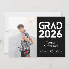 Klass 2026 Foto Svart och Vitt Meddelande Inbjudningar