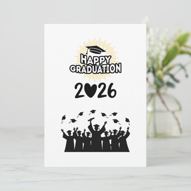 Klass 2026 Glad Examen - Minimalistisk  Inbjudningar (Stående Fram)