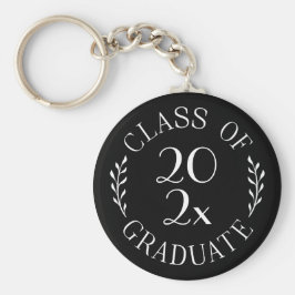 Klass 2026 Graduate Chic typografi Svart Nyckelring