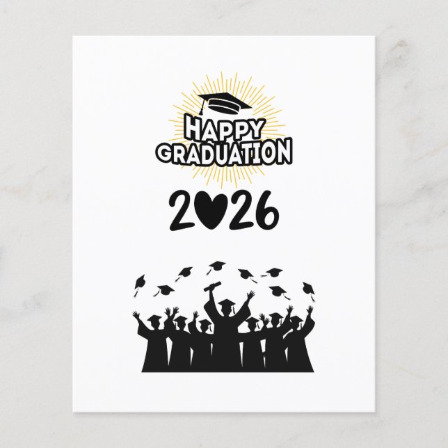 Klass 2026 Grattis på studenten - Minimalistisk Flygblad (Framsidan)