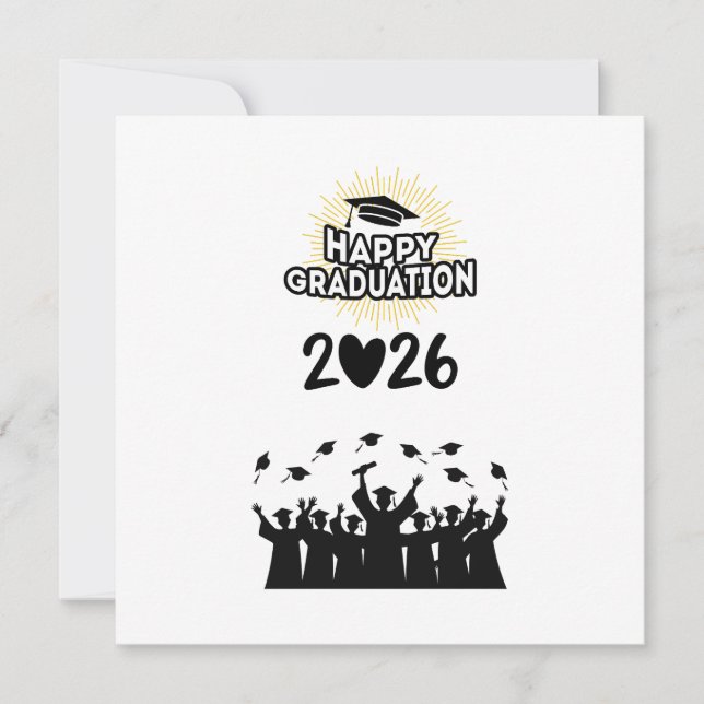 Klass 2026 Grattis på studenten - Minimalistisk Inbjudningar (Framsida)