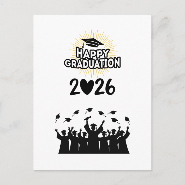 Klass 2026 Grattis på studenten - Minimalistisk Vykort (Framsida)