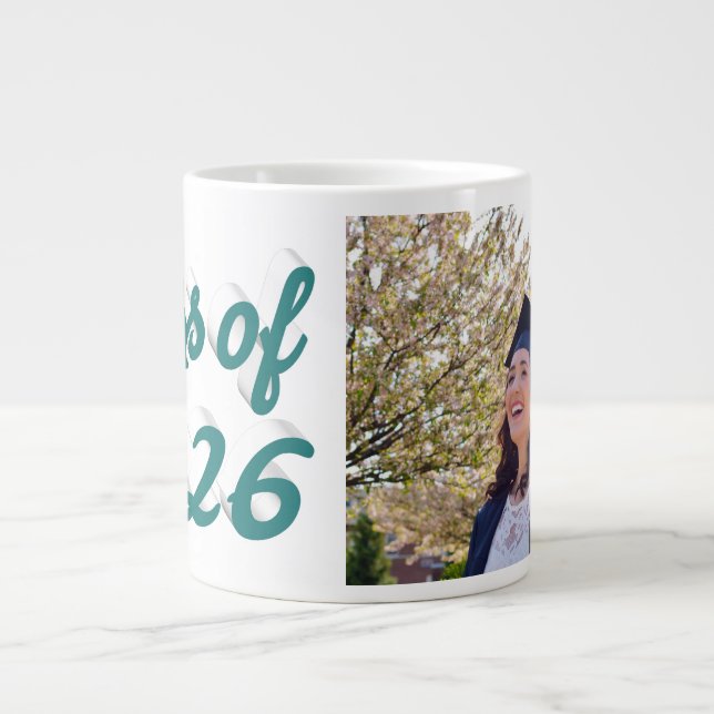 Klass 2026 grön examensfoto  jumbo mugg (Framsidan)